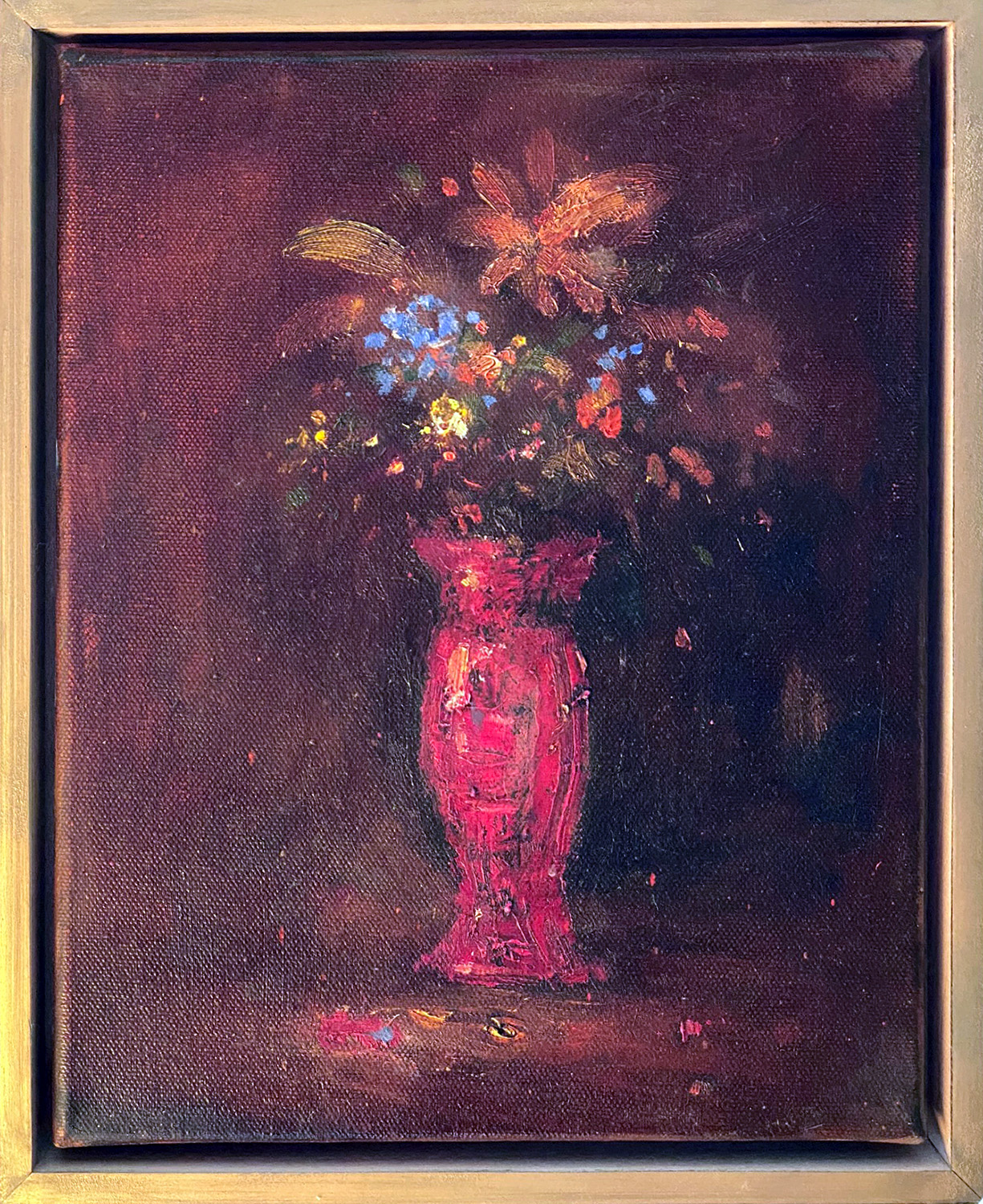 Spätsommerblumen in roter Vase erstellt 2014/16